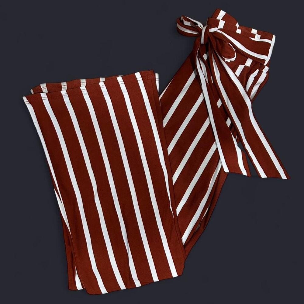 Boho Striped Retro Flare Leg Pants, Sz S